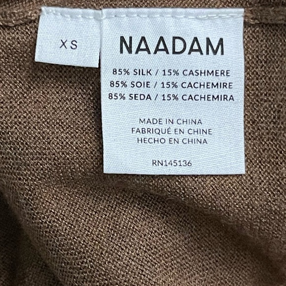 NAADAM Brown Silk Cashmere Turtleneck Tunic Sweater Size XS NWOT - Picture 13 of 16